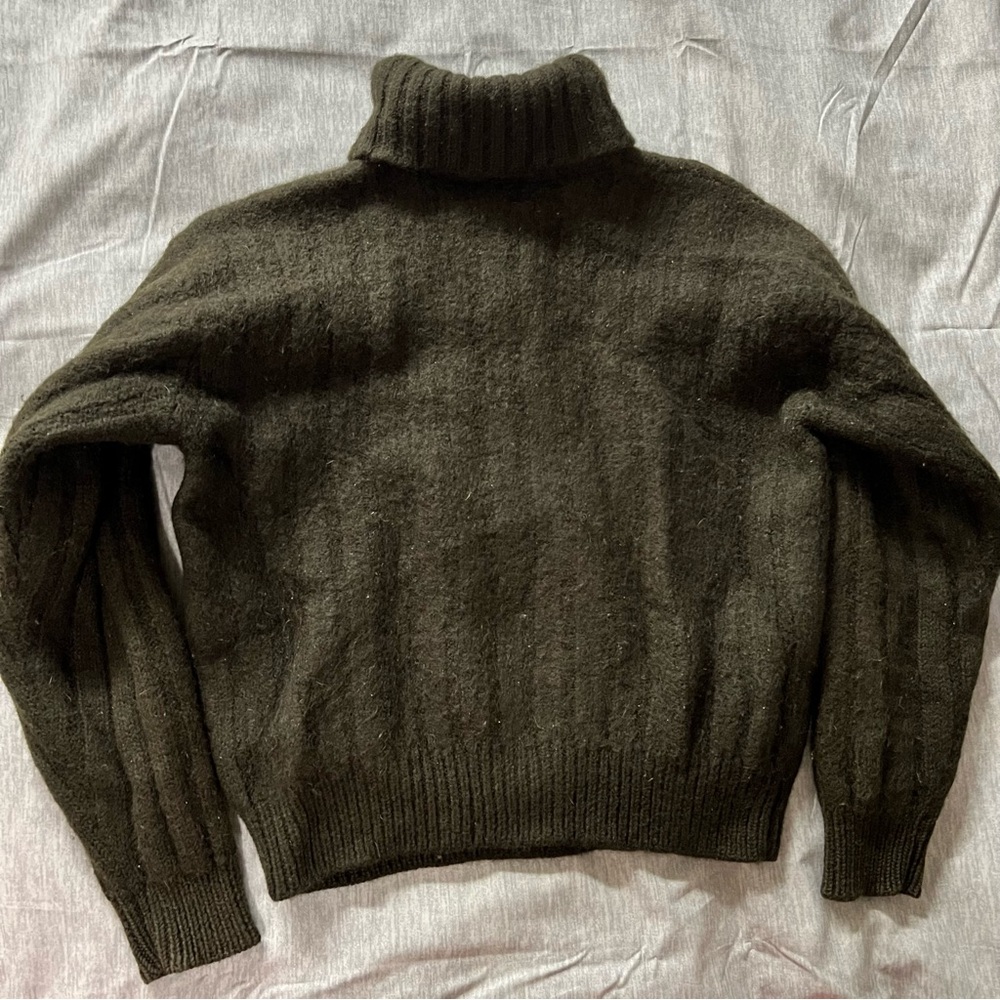 Pure and Simple Dark Green Worsted Wool Turtleneck Sweater - Winter Sweater